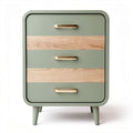 Cômoda moderna em madeira e MDF verde com 3 gavetas 45 x 40 x 60cm